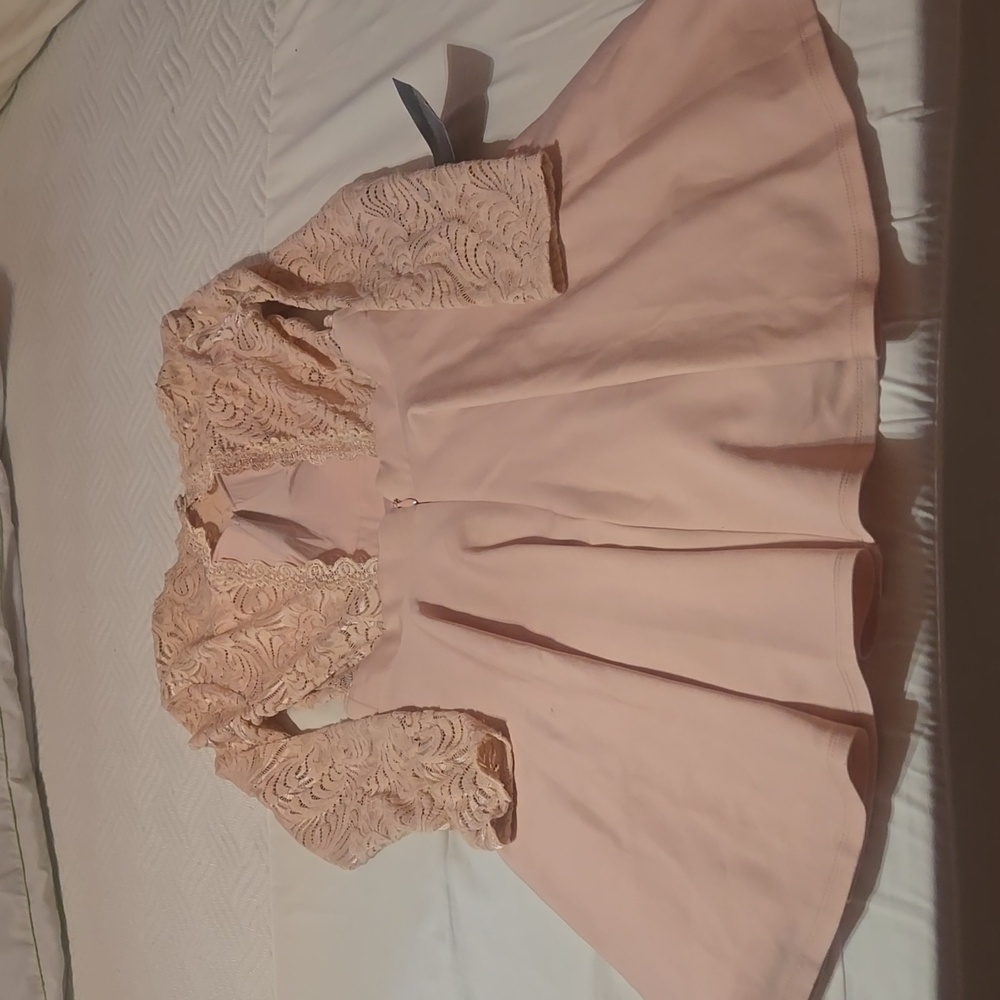 NWT Pink Lace BEBE Dress - Long Sleeve  Size 8 - Picture 6 of 13